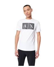 t-shirt bianca da uomo con stampa logata in grande | ARMANI EXCHANGE