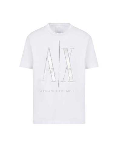 t-shirt bianca da uomo con logo in grande ricamato | ARMANI EXCHANGE t-shirt bianca da uomo con logo in grande ricamato | ARMANI EXCHANGE