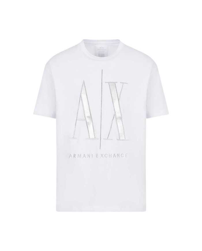 t-shirt bianca da uomo con logo in grande ricamato | ARMANI EXCHANGE t-shirt bianca da uomo con logo in grande ricamato | ARMANI EXCHANGE