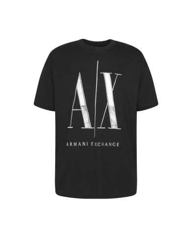 t-shirt nera da uomo con logo in grande ricamato | ARMANI EXCHANGE t-shirt nera da uomo con logo in grande ricamato | ARMANI EXCHANGE