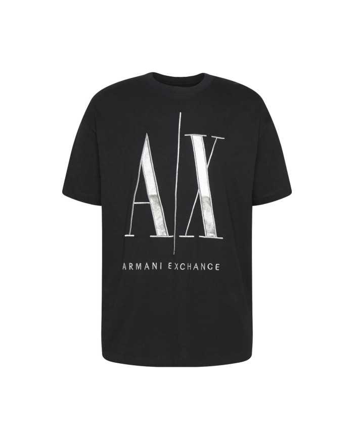 t-shirt nera da uomo con logo in grande ricamato | ARMANI EXCHANGE t-shirt nera da uomo con logo in grande ricamato | ARMANI EXCHANGE