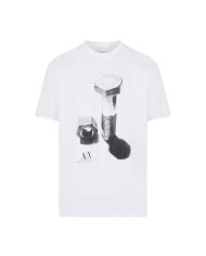 t-shirt bianca da uomo con stampa e logo | ARMANI EXCHANGE