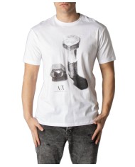 t-shirt bianca da uomo con stampa e logo | ARMANI EXCHANGE