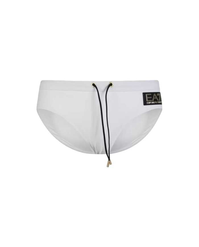 costume mare bianco da uomo con coulisse e maxi logo | EA7 costume mare bianco da uomo con coulisse e maxi logo | EA7