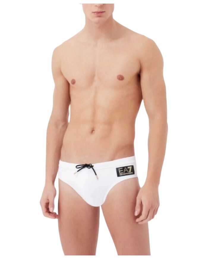 costume mare bianco da uomo con coulisse e maxi logo | EA7 costume mare bianco da uomo con coulisse e maxi logo | EA7