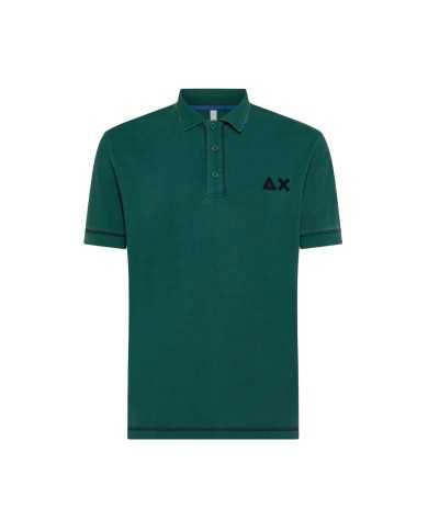 polo verde scuro da uomo con logo e dettagli ricamati | SUN68 polo verde scuro da uomo con logo e dettagli ricamati | SUN68