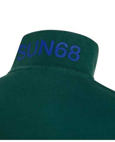 polo verde scuro da uomo con logo e dettagli ricamati | SUN68 polo verde scuro da uomo con logo e dettagli ricamati | SUN68