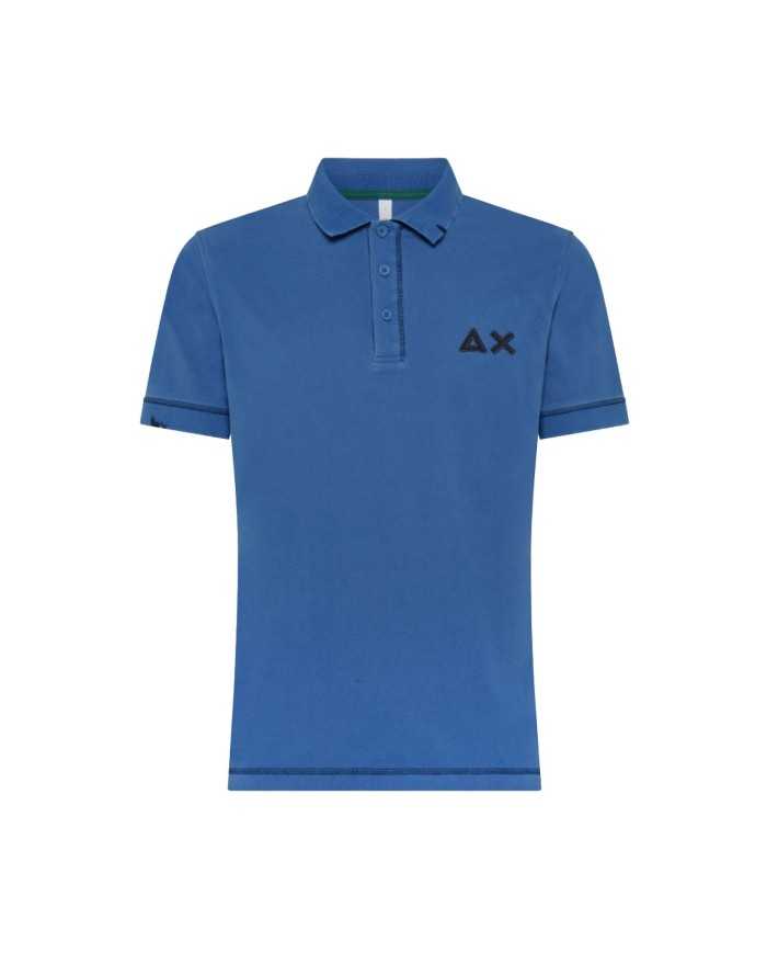 polo avio scuro da uomo con logo e dettagli ricamati | SUN68 polo avio scuro da uomo con logo e dettagli ricamati | SUN68