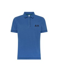 polo avio scuro da uomo con logo e dettagli ricamati | SUN68