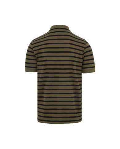 polo verde militare da uomo logata su petto con strisce | SUN68 polo verde militare da uomo logata su petto con strisce | SUN68