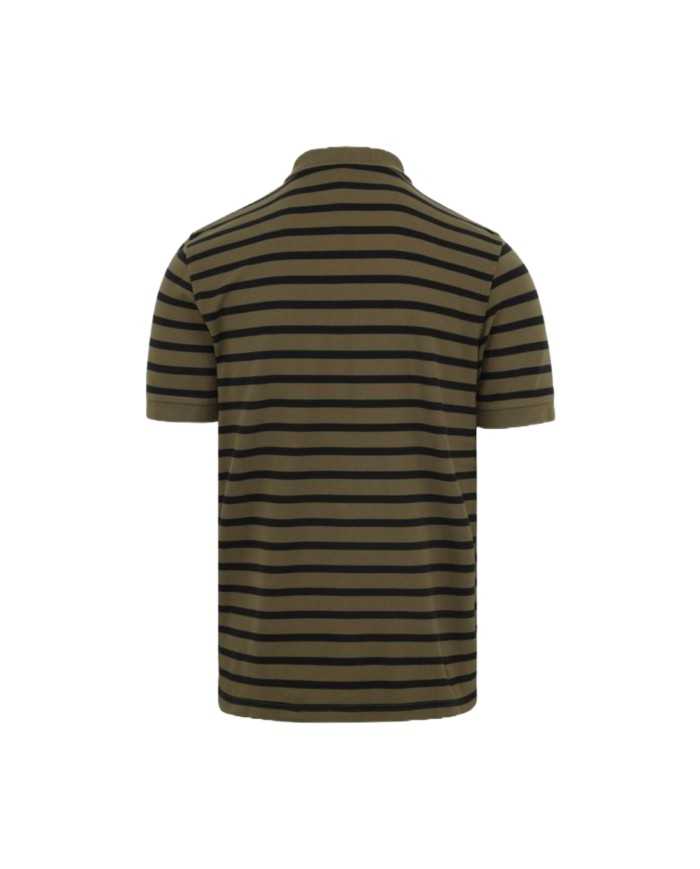 polo verde militare da uomo logata su petto con strisce | SUN68 polo verde militare da uomo logata su petto con strisce | SUN68