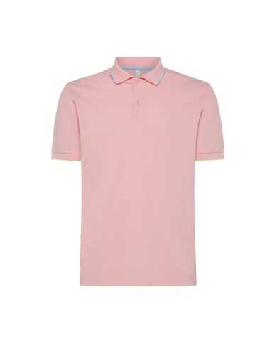 polo rosa da uomo con piccole strisce su fondo manica | SUN68 polo rosa da uomo con piccole strisce su fondo manica | SUN68