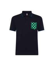 polo navy blue da uomo con logo ricamato con fantasia stampata | SUN68 polo navy blue da uomo con logo ricamato con fantasia stampata | SUN68