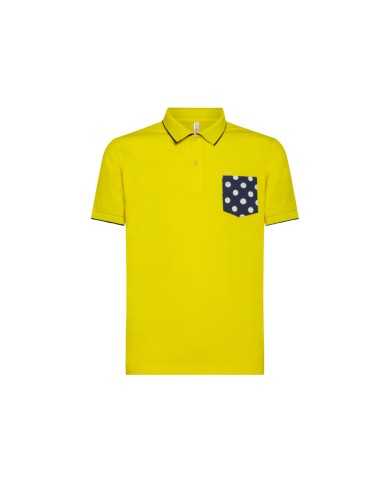 polo gialla da uomo con logo ricamato con fantasia stampata | SUN68 polo gialla da uomo con logo ricamato con fantasia stampata | SUN68