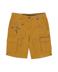 bermuda cargo zucca da uomo con stampa e dettagli ricamati | BOB