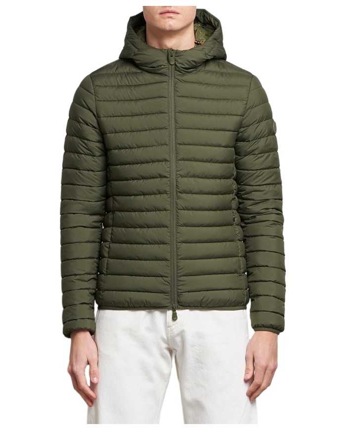 piumino dusty olive da uomo trapuntato con cappuccio | SAVE THE DUCK piumino dusty olive da uomo trapuntato con cappuccio | SAVE THE DUCK