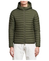 piumino dusty olive da uomo trapuntato con cappuccio | SAVE THE DUCK
