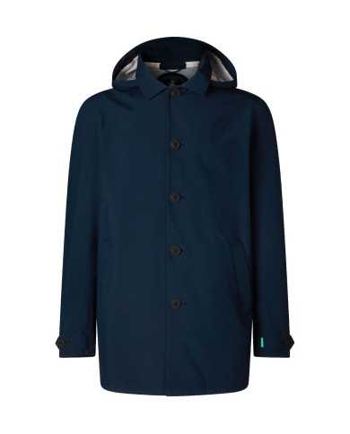 impermeabile blue black da uomo logato su cappuccio | SAVE THE DUCK impermeabile blue black da uomo logato su cappuccio | SAVE THE DUCK
