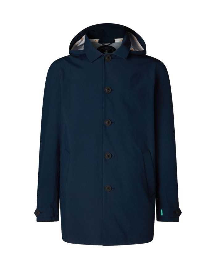 impermeabile blue black da uomo logato su cappuccio | SAVE THE DUCK impermeabile blue black da uomo logato su cappuccio | SAVE THE DUCK