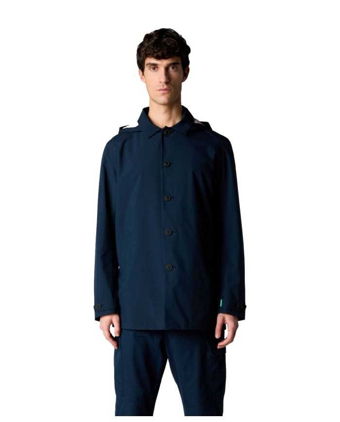 impermeabile blue black da uomo logato su cappuccio | SAVE THE DUCK impermeabile blue black da uomo logato su cappuccio | SAVE THE DUCK