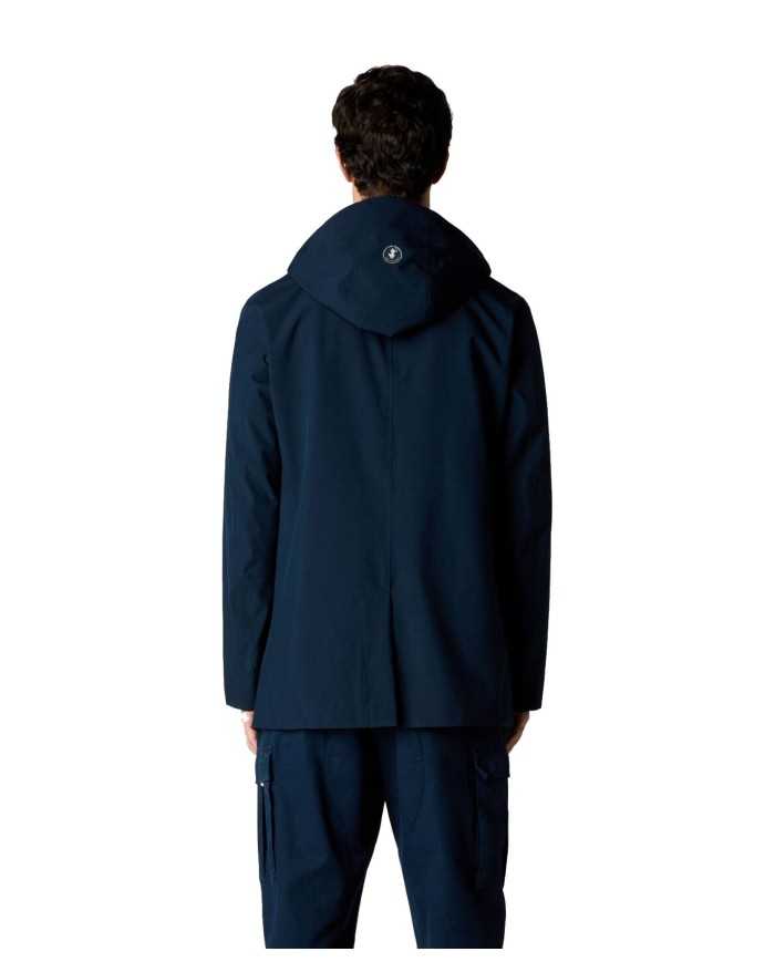 impermeabile blue black da uomo logato su cappuccio | SAVE THE DUCK