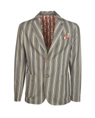 giacca jeans da uomo con fantasia gessata e interno a quadri | BOB giacca jeans da uomo con fantasia gessata e interno a quadri | BOB