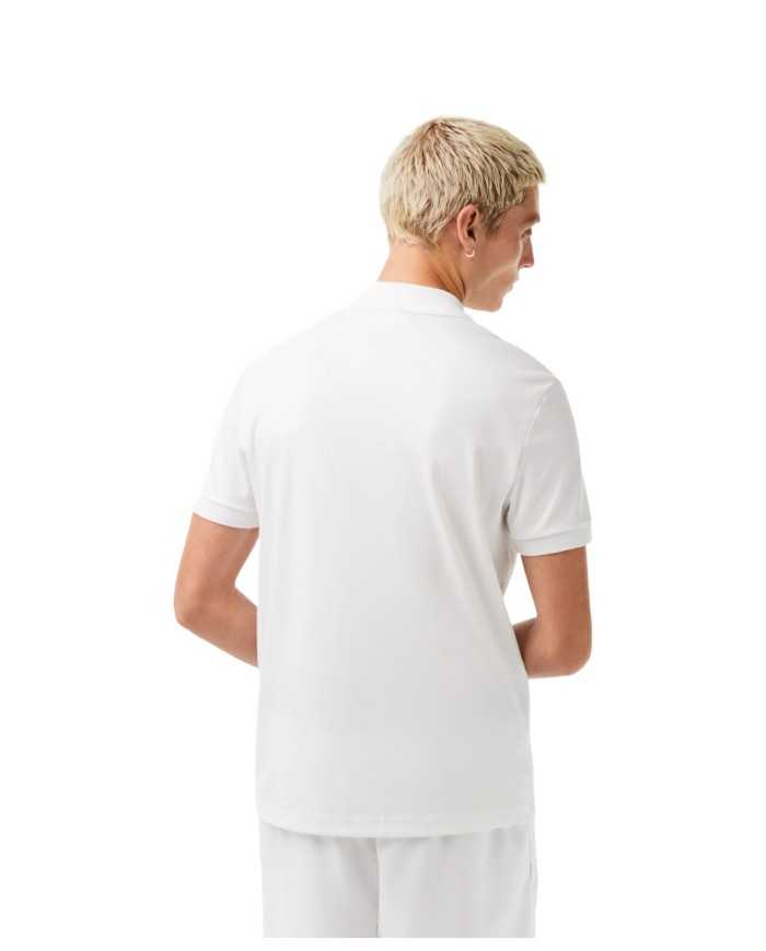 polo bianca da uomo con maniche e colletto a costine | LACOSTE