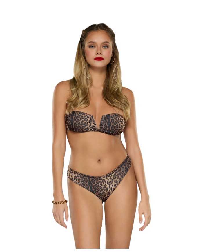 biki da donna con fantasia leopardata e ricame in cotone su slip | FK biki da donna con fantasia leopardata e ricame in cotone su slip | FK