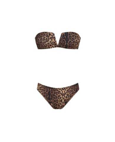 biki da donna con fantasia leopardata e ricame in cotone su slip | FK