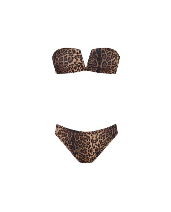 biki da donna con fantasia leopardata e ricame in cotone su slip | FK