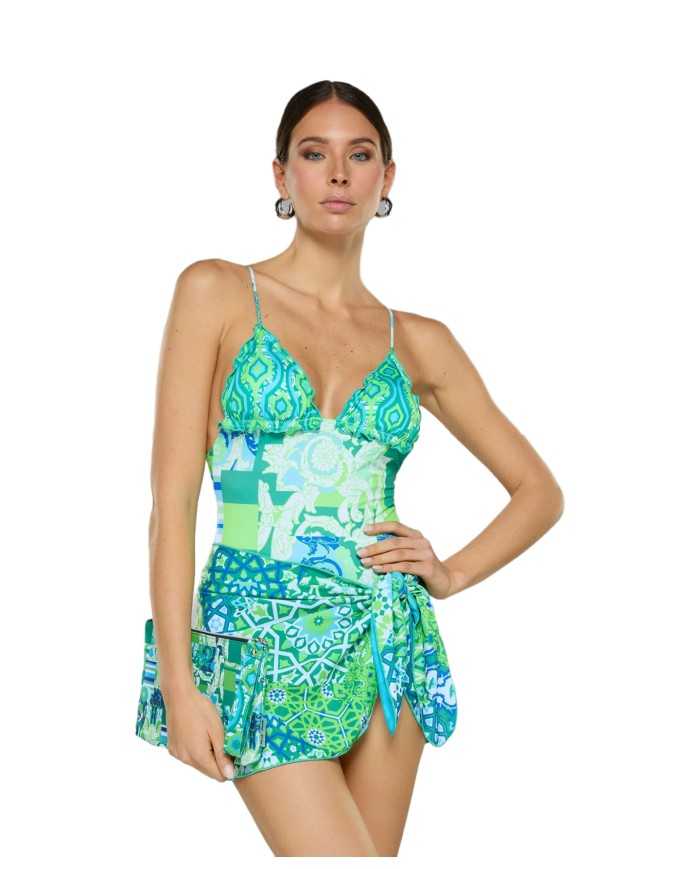 pareo mare da donna con fantasia all-over e nodo regolabile | FK