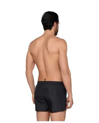 short mare nero da uomo con logo cucito e chiusura a zip | FK short mare nero da uomo con logo cucito e chiusura a zip | FK