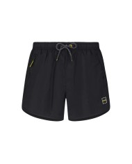 short mare nero da uomo con logo cucito e chiusura a zip | FK short mare nero da uomo con logo cucito e chiusura a zip | FK