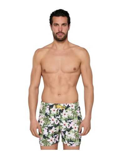 short mare da uomo con fantasia floreale e logo patch dietro | FK short mare da uomo con fantasia floreale e logo patch dietro | FK