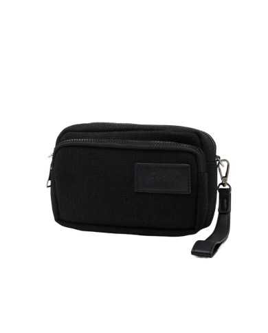 pochette nera da uomo con patch logata avanti | FK