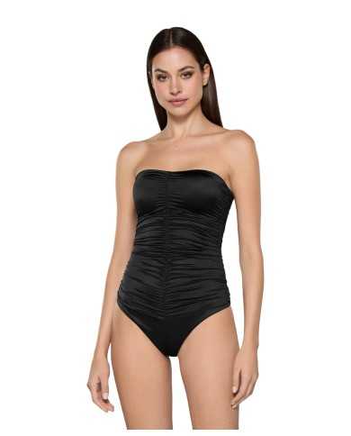 monokini nero da donna drappeggiato con effetto lucido | FK monokini nero da donna drappeggiato con effetto lucido | FK