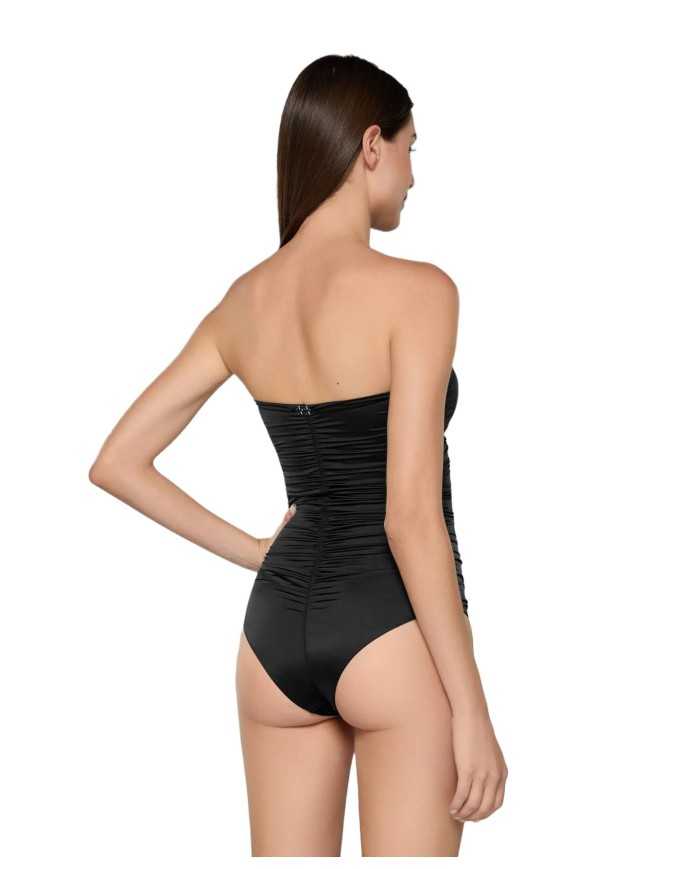 monokini nero da donna drappeggiato con effetto lucido | FK monokini nero da donna drappeggiato con effetto lucido | FK