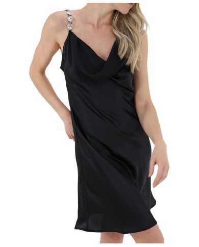 abito smanicato nero da donna con spalline e dettagli silver | GAELLE abito smanicato nero da donna con spalline e dettagli silver | GAELLE