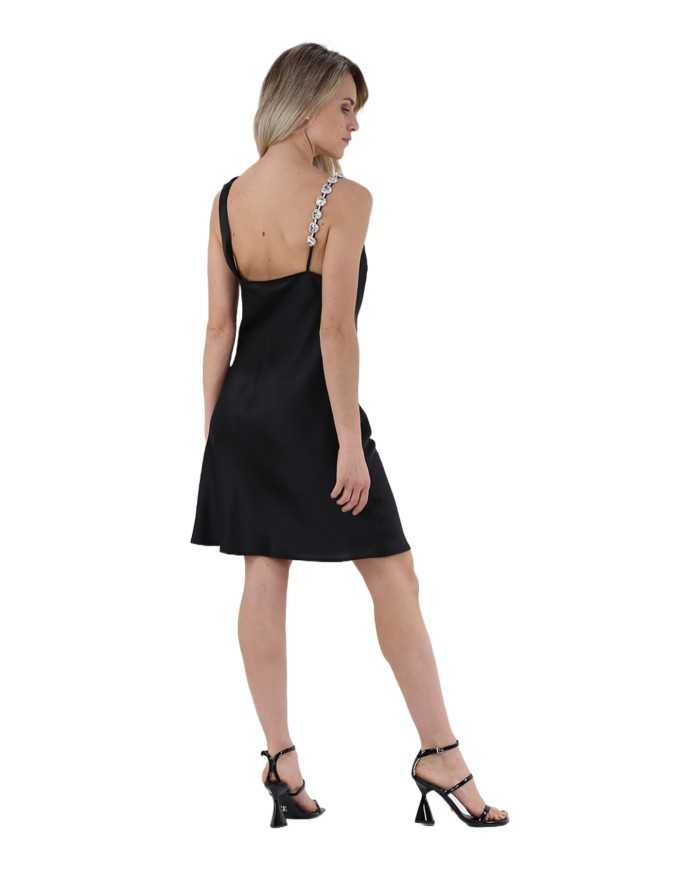 abito smanicato nero da donna con spalline e dettagli silver | GAELLE abito smanicato nero da donna con spalline e dettagli silver | GAELLE