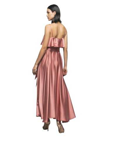 abito midi rosa da donna con schiena libera e spalle sottili | GAELLE abito midi rosa da donna con schiena libera e spalle sottili | GAELLE