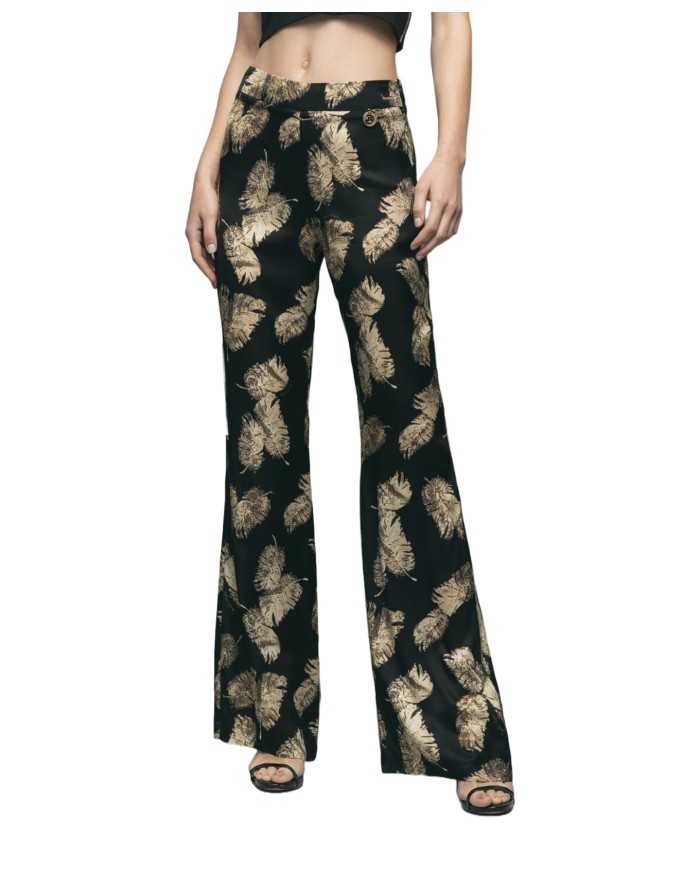 GAELLE Pantalone Donna GBDM17531 P-EM vita alta e gamba larga con f... GAELLE Pantalone Donna GBDM17531 P-EM vita alta e gamba larga con f...