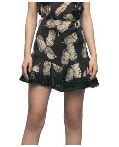 minigonna da donna con fantasia di piume e pendaglio logato | GAELLE minigonna da donna con fantasia di piume e pendaglio logato | GAELLE