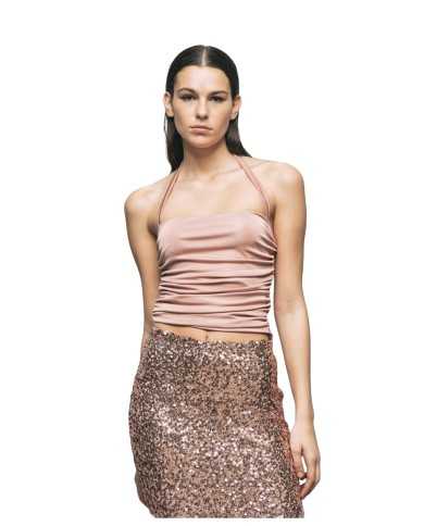 top smanicato rosa da donna con arricciatura e flag | GAELLE top smanicato rosa da donna con arricciatura e flag | GAELLE