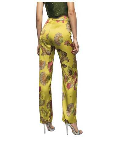 pantalone a palazzo giallo da donna con fantasia floreale | GAELLE pantalone a palazzo giallo da donna con fantasia floreale | GAELLE