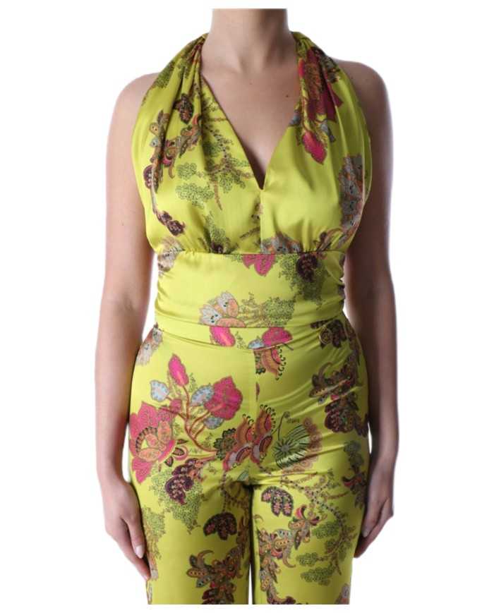 top smanicato giallo da donna con fantasia floreale | GAELLE top smanicato giallo da donna con fantasia floreale | GAELLE