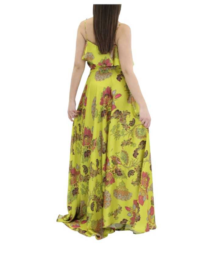 abito lungo giallo da donna con fantasia floreale | GAELLE abito lungo giallo da donna con fantasia floreale | GAELLE