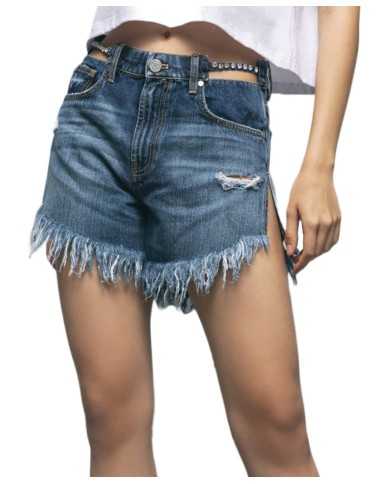 short denim da donna con fondo strappato e salpa logata | GAELLE short denim da donna con fondo strappato e salpa logata | GAELLE