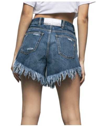 short denim da donna con fondo strappato e salpa logata | GAELLE short denim da donna con fondo strappato e salpa logata | GAELLE