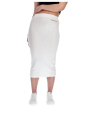 gonna a tubino bianca da donna a costine con logo | HINNOMINATE