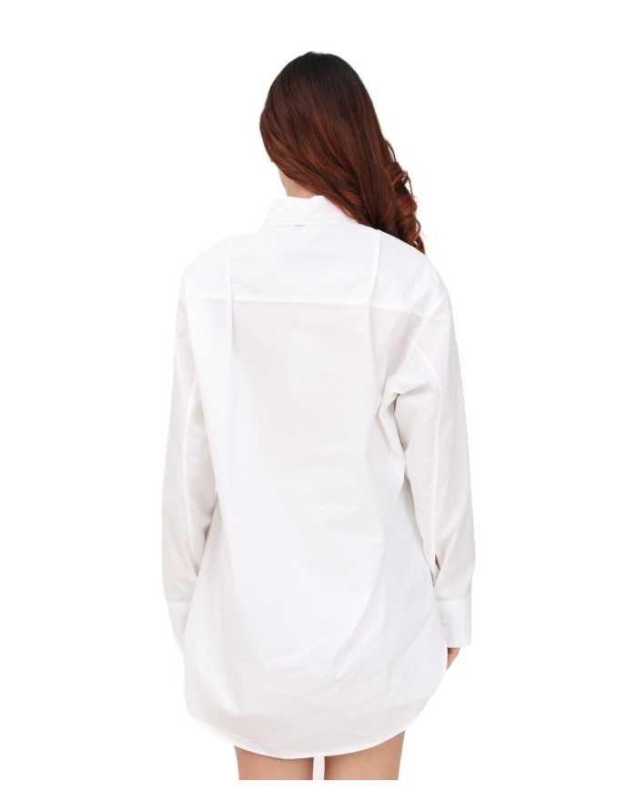 camicia oversize rosa bonbon da donna con logo patch | HINNOMINATE camicia oversize rosa bonbon da donna con logo patch | HINNOMINATE
